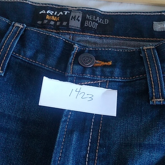 Ariat Rebar M4 Men’s Relaxed Boot dark wash sz 36/38 Western  Work Cowboy jeans - Picture 13 of 16